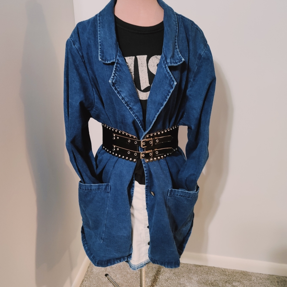 oversized denim streetwear swing jacket baggy luxury cotton  organic  blue chic